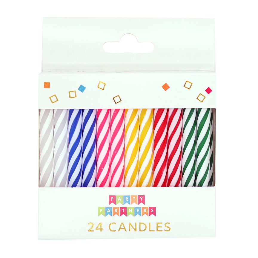 Striped Rainbow 24 Candle Set