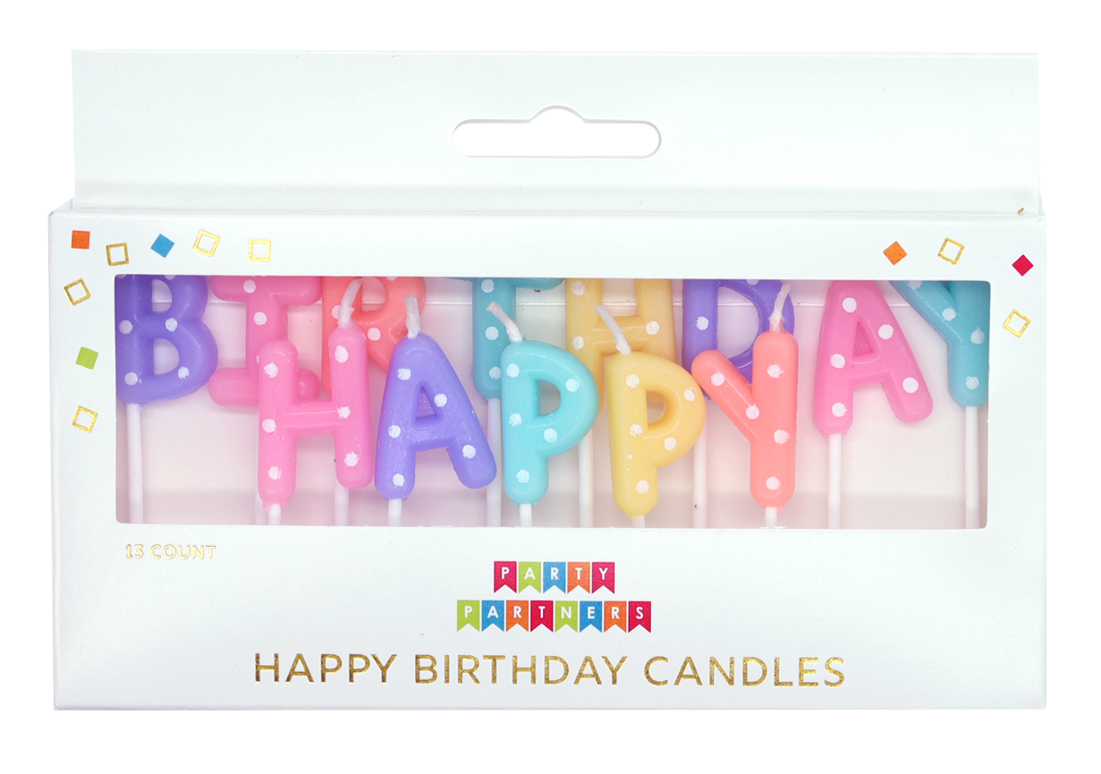 Pastel Happy Birthday Dotted Candle Set