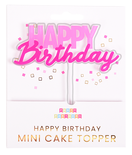 Pink Happy Birthday Mini Cake Topper