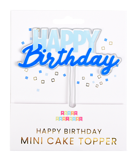 Blue Happy Birthday Mini Cake Topper