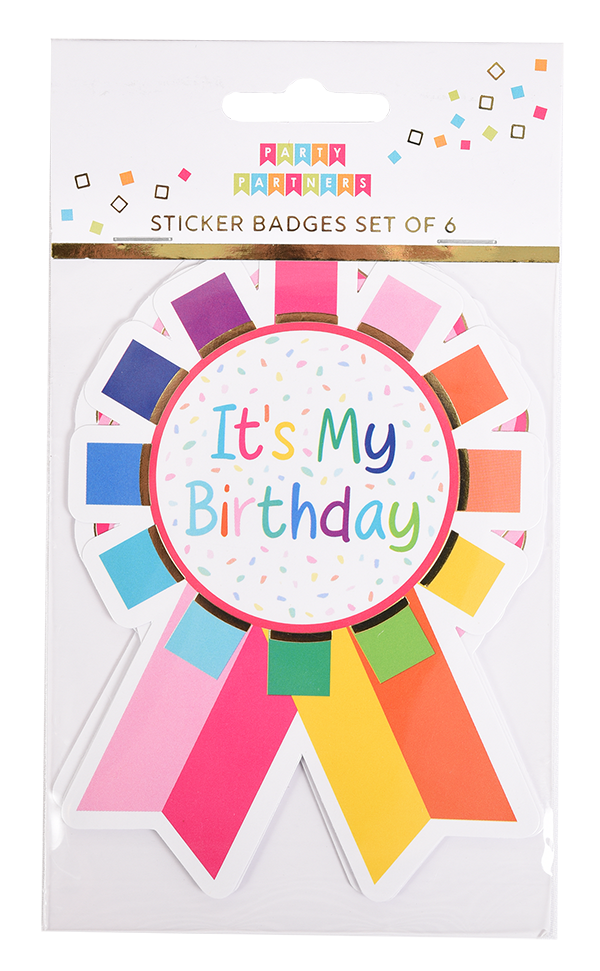 Mixed Happy Birthday Sticker Badges