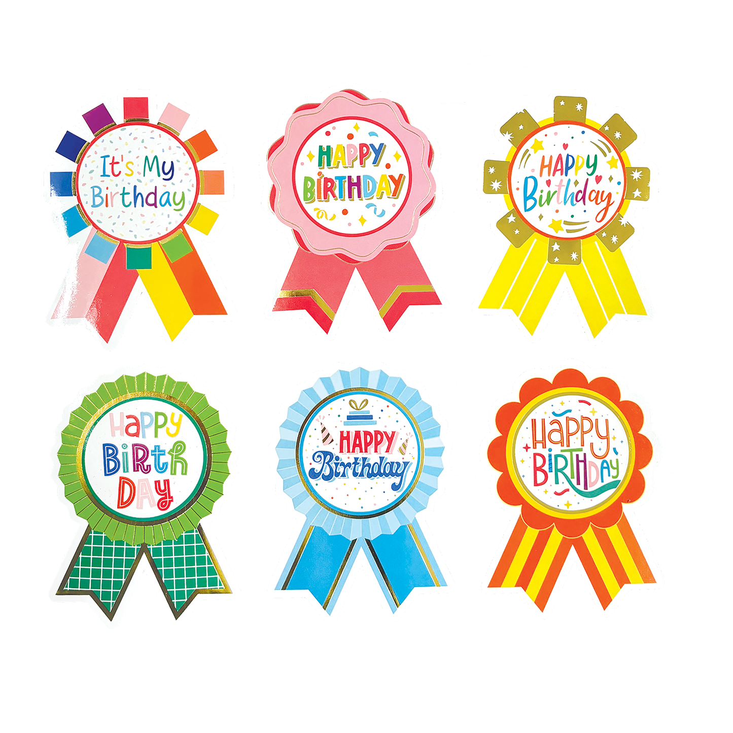 Mixed Happy Birthday Sticker Badges