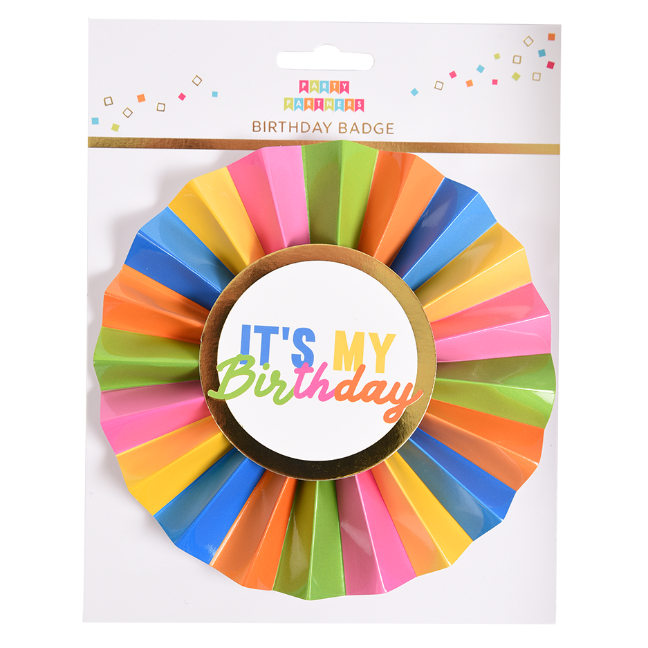 Rainbow It's My Birthday Paper Badge