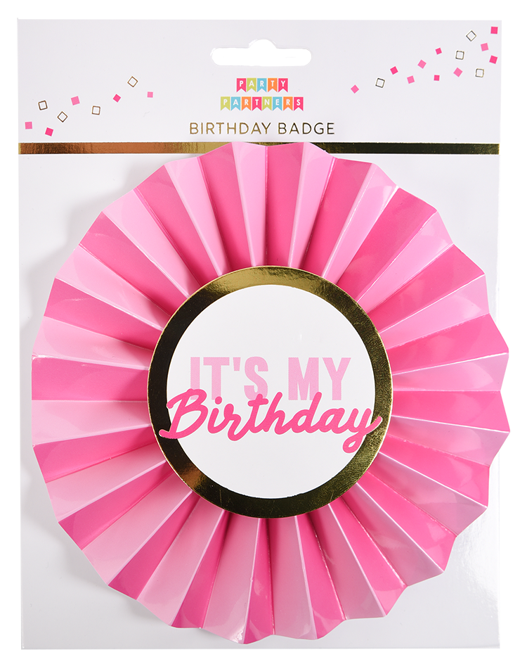 Pink It's My Birthday Paper Badge