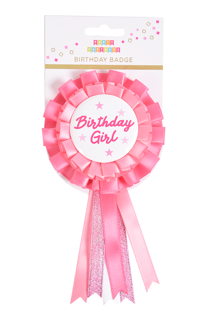 Pink Birthday Girl Satin Badge