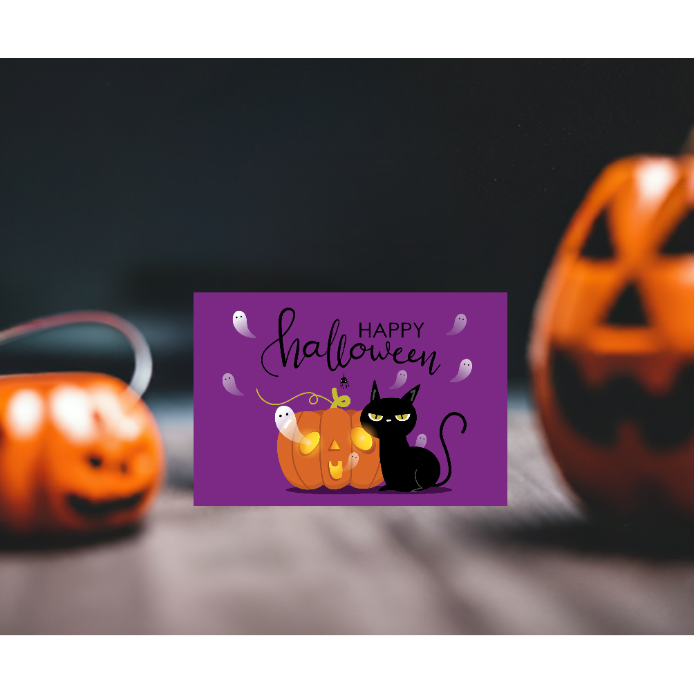 Ghost Cat Halloween Card