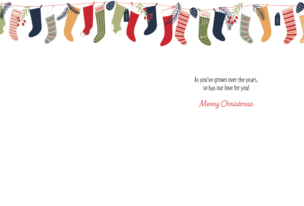 Bunches Of Stockings Christmas Card Grandson