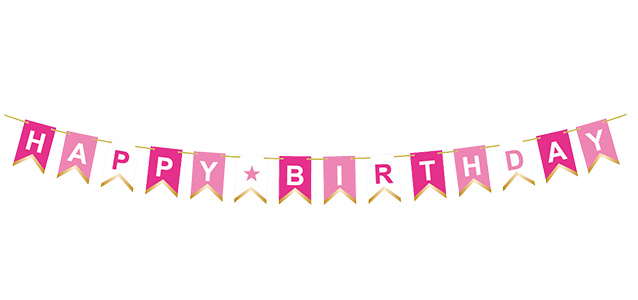 Pink Happy Birthday Banner