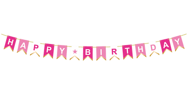 Pink Happy Birthday Banner