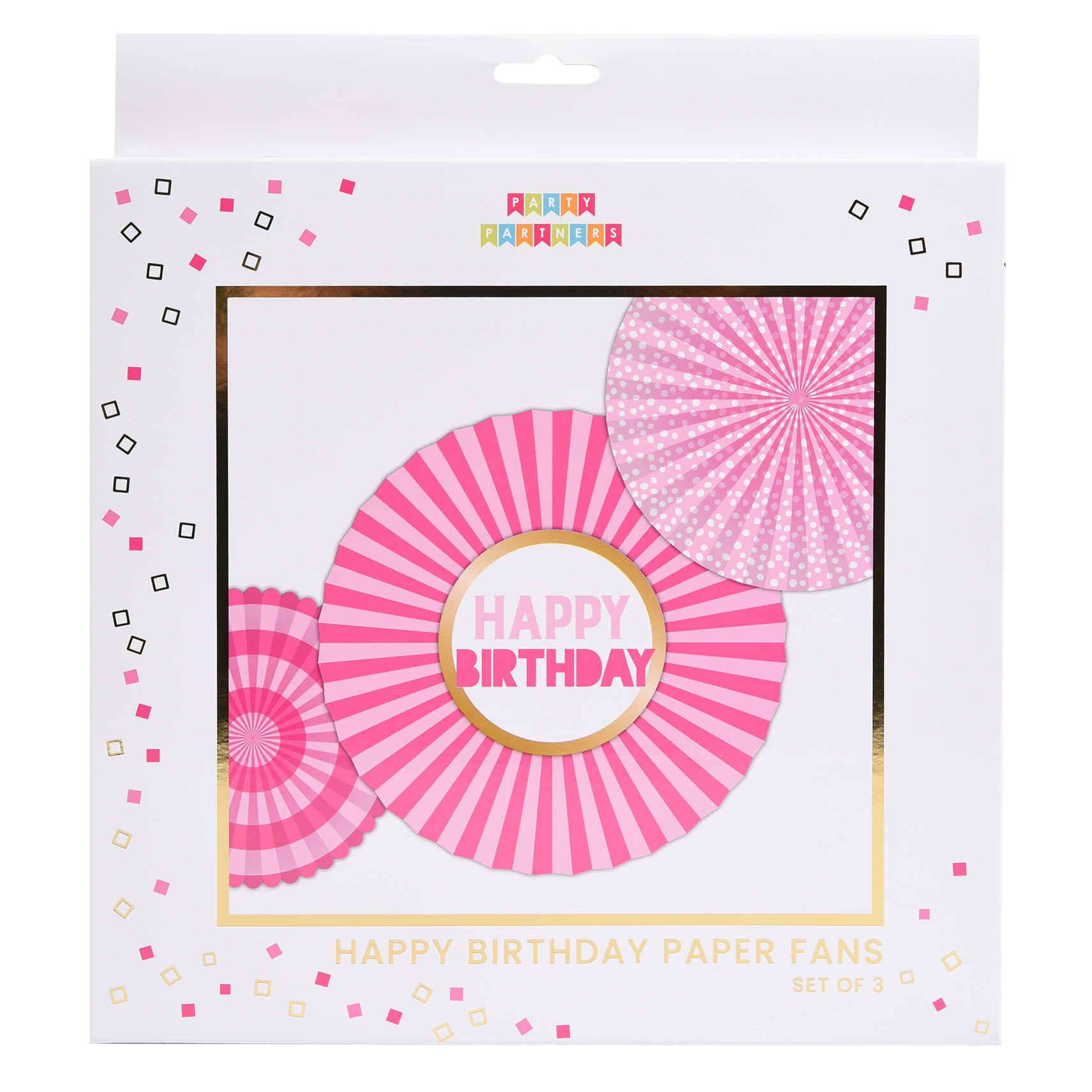 Pink Happy Birthday Paper Fan