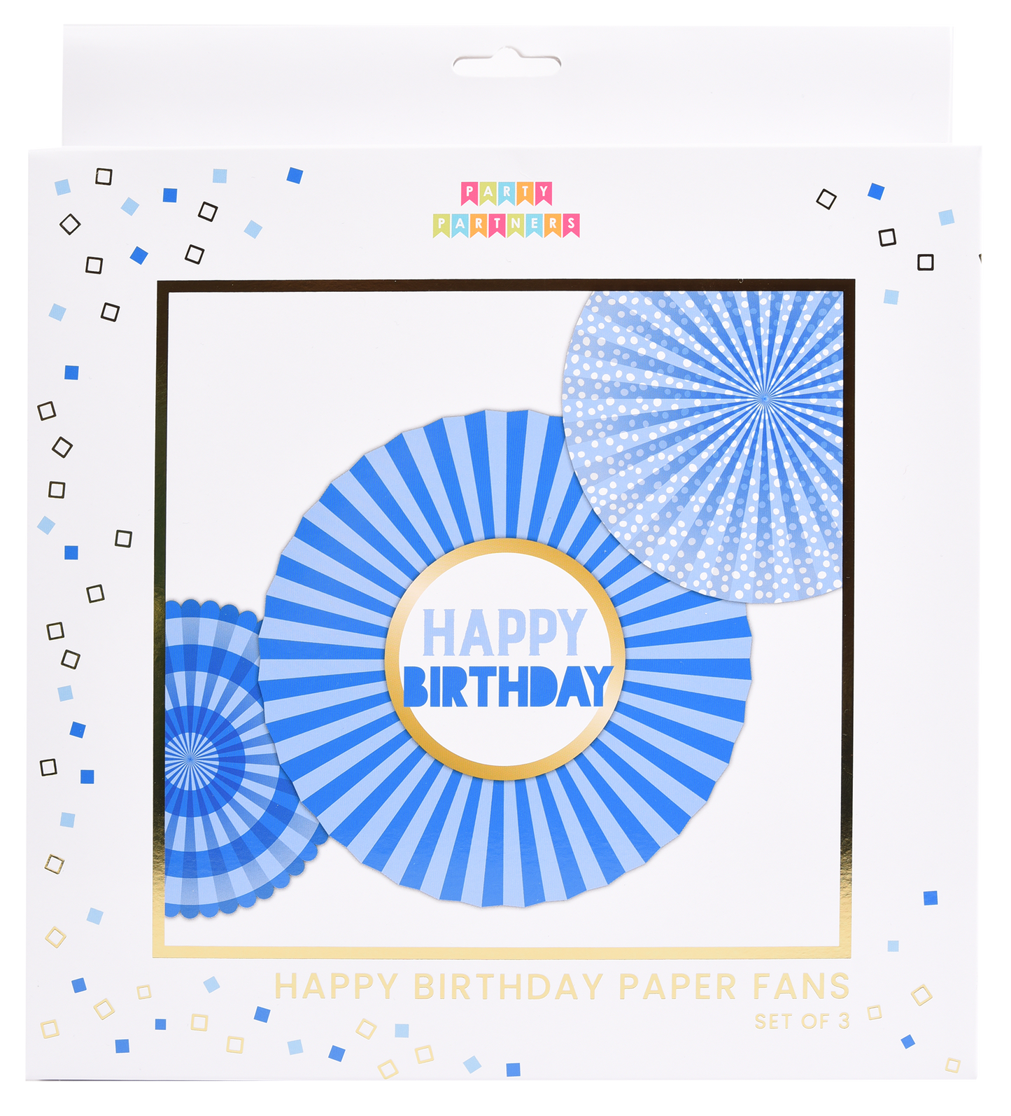 Blue Happy Birthday Paper Fan