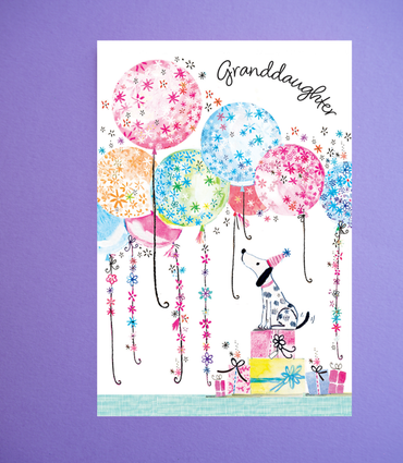 Dalmatian Balloons Birthday Card Granddaughter