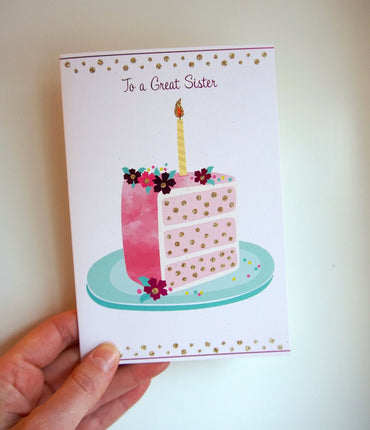 Cake Slice Birthday Card Sister