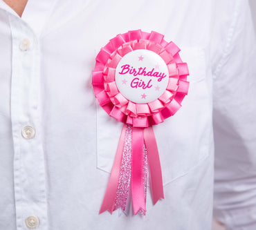 Pink Birthday Girl Satin Badge