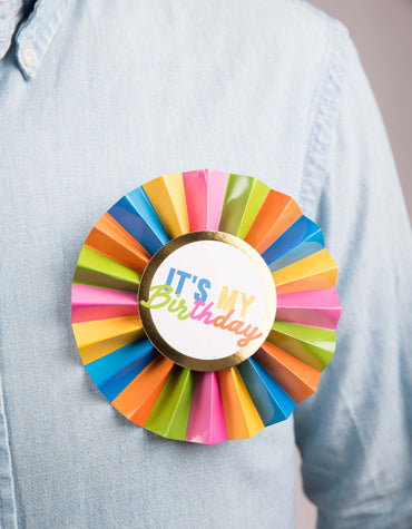 Rainbow It's My Birthday Paper Badge