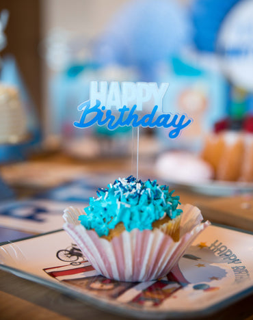 Blue Happy Birthday Mini Cake Topper