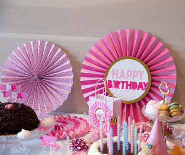 Pink Happy Birthday Paper Fan