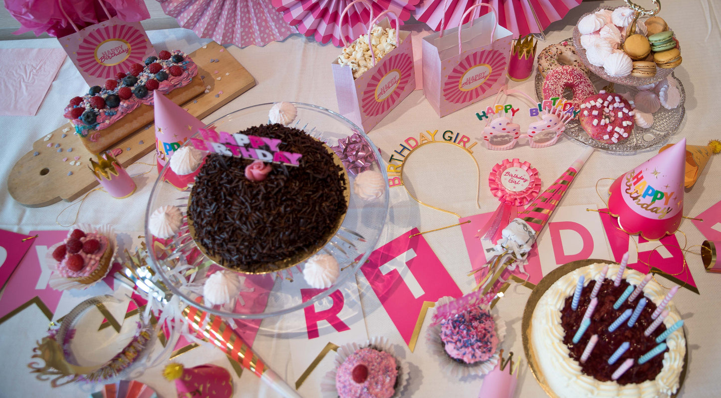 Pink Happy Birthday Banner