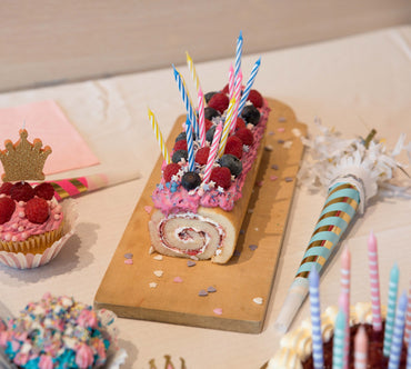 Pink, Yellow, Blue Striped 12 Candle Set