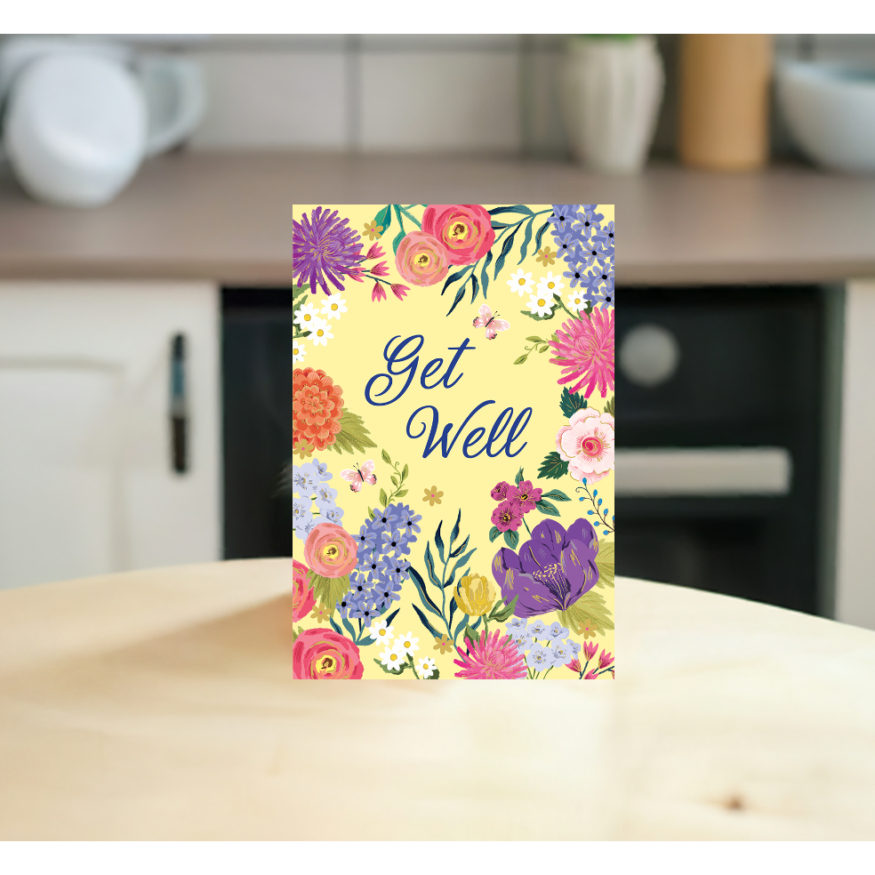 Floral Border Get Well Card