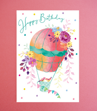 Birds In Balloon Birthday Card