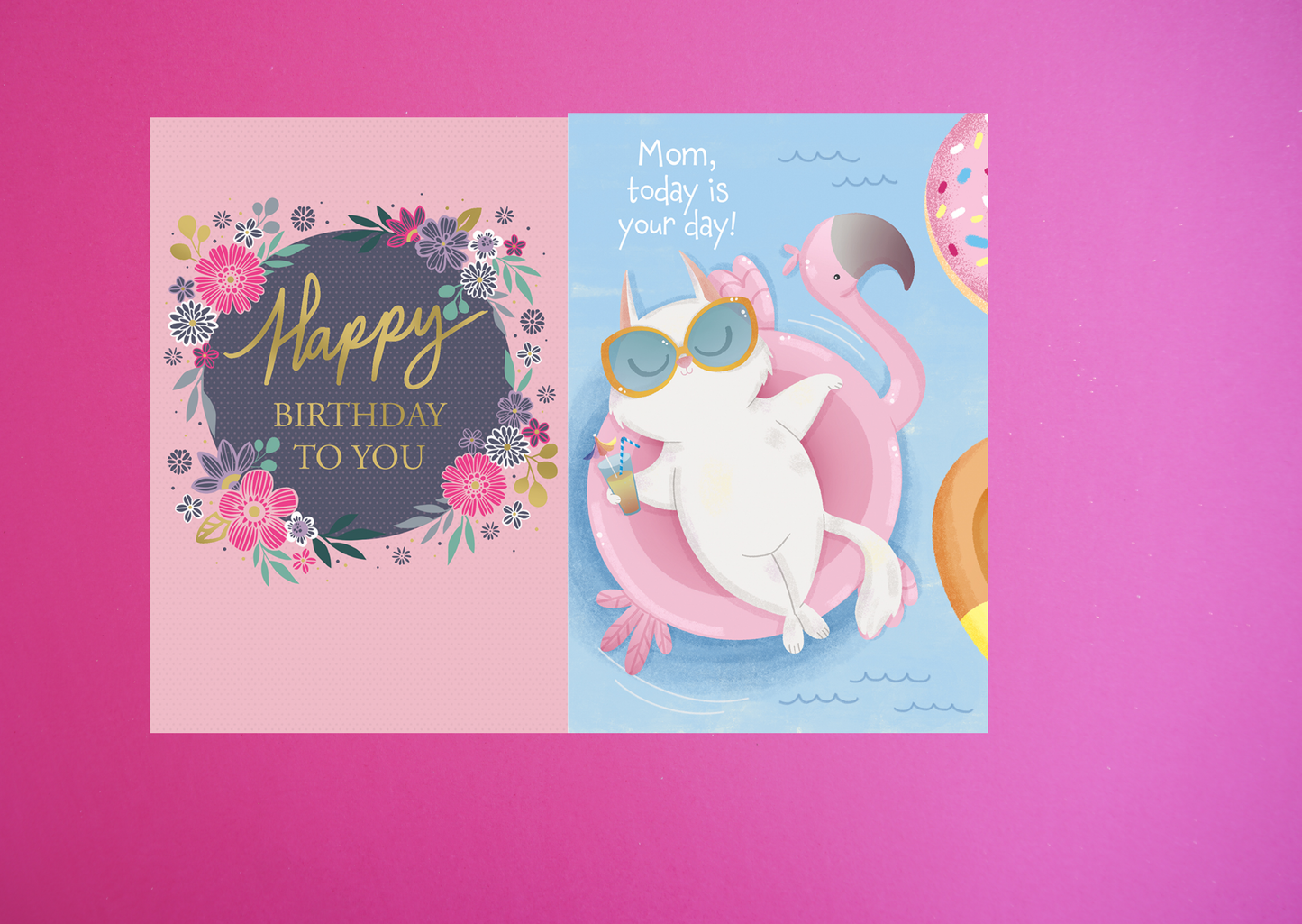 Pool Cat Birthday Card Mother