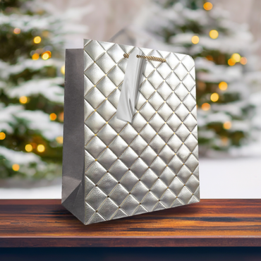 Silver Quilted Large Gift Bag