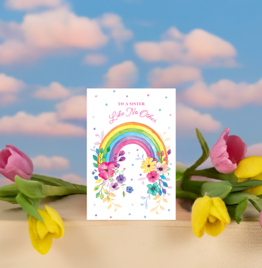 Rainbow Flowers Birthday Card Sister