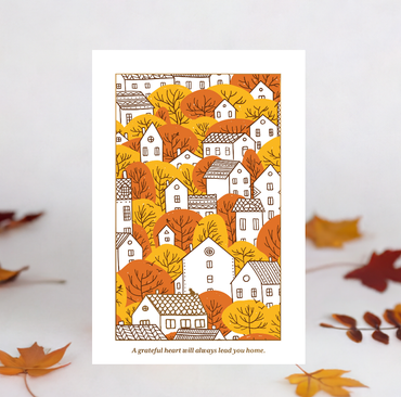 Autumn Village Thanksgiving Card