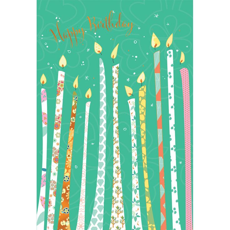 Birthday Card Candles Green - Cardmore