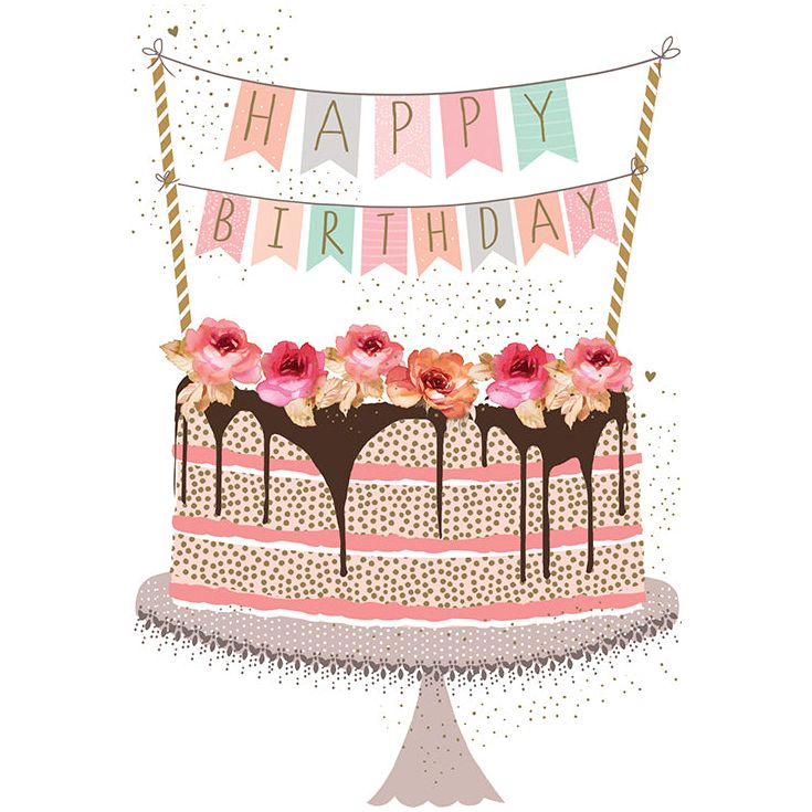 Happy birthday card design with colorful big cake Vector Image