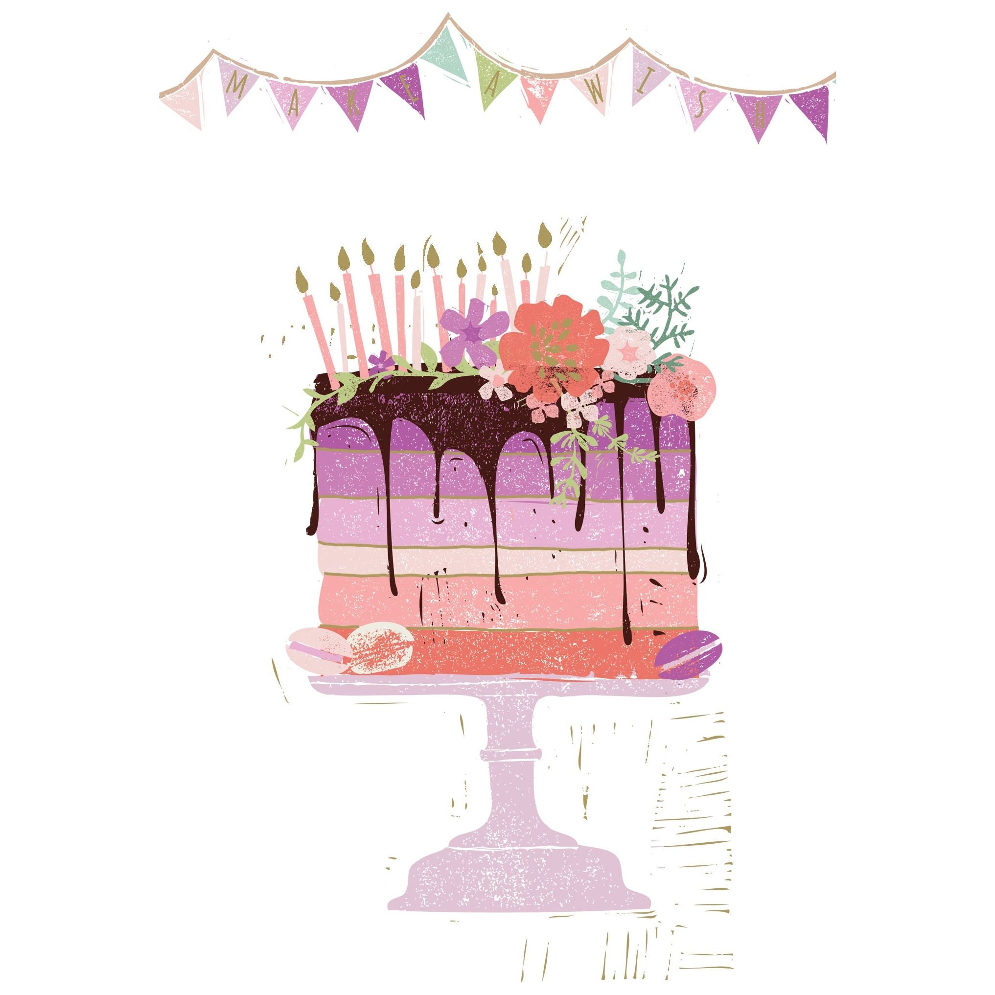 Birthday Card Cake, Candles, Banner - Cardmore