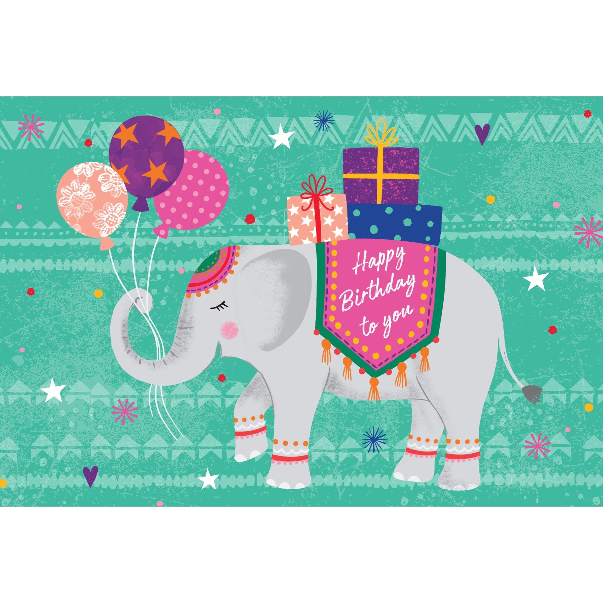 Birthday Card Elephant With Balloons - Cardmore