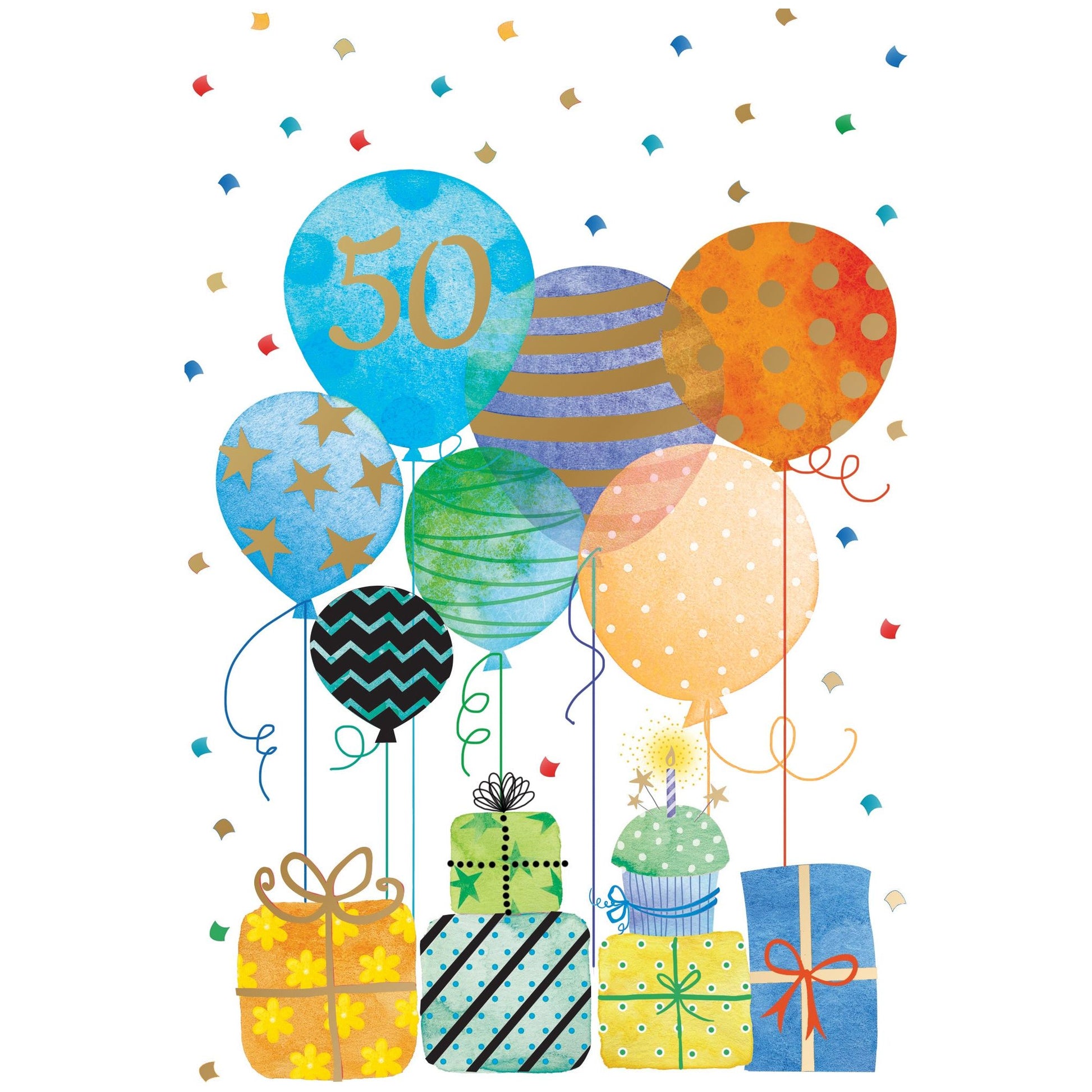 50th Colorful Birthday Card - Cardmore