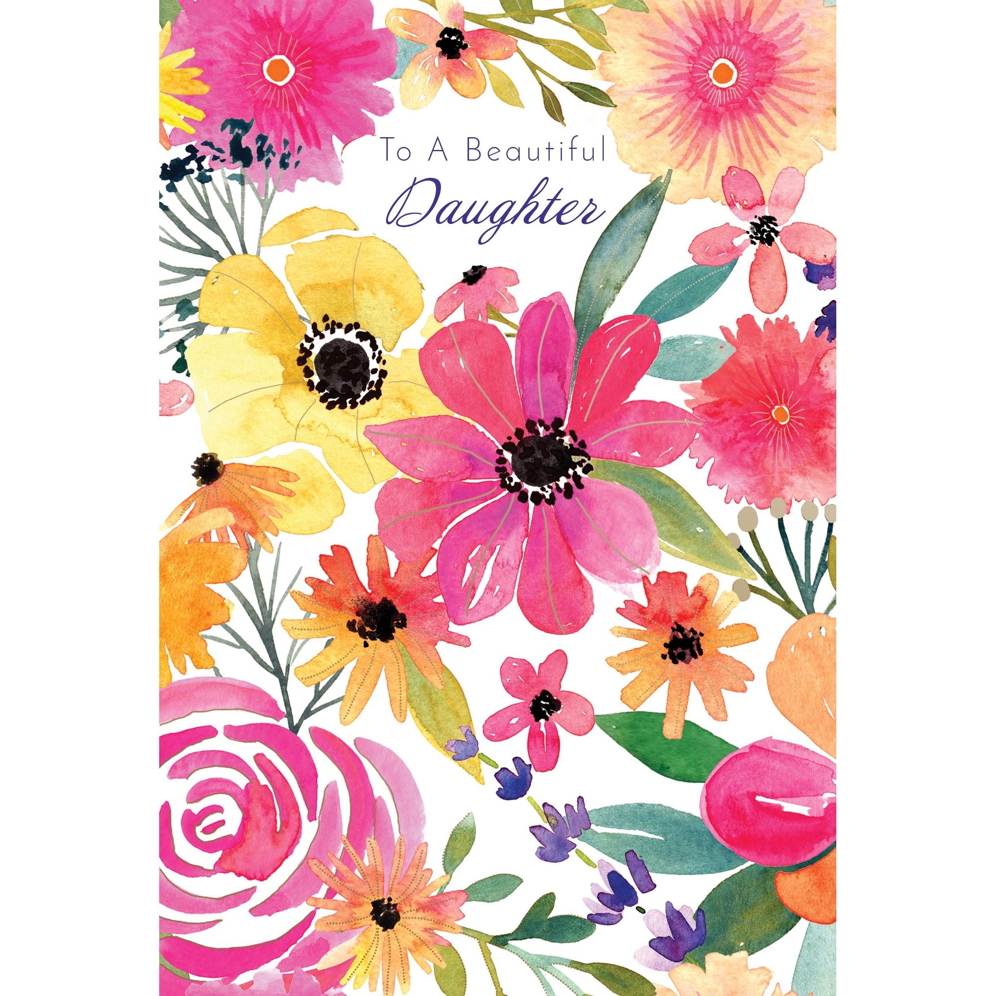 Pink & Yellow Flowers Birthday Card Daughter - Cardmore