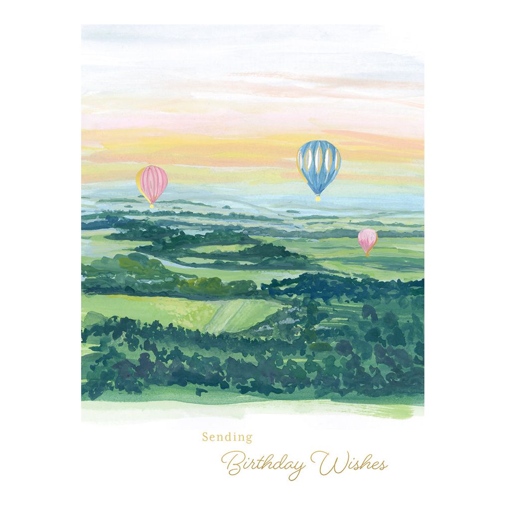 Hot Air Balloon Sunset Birthday Card