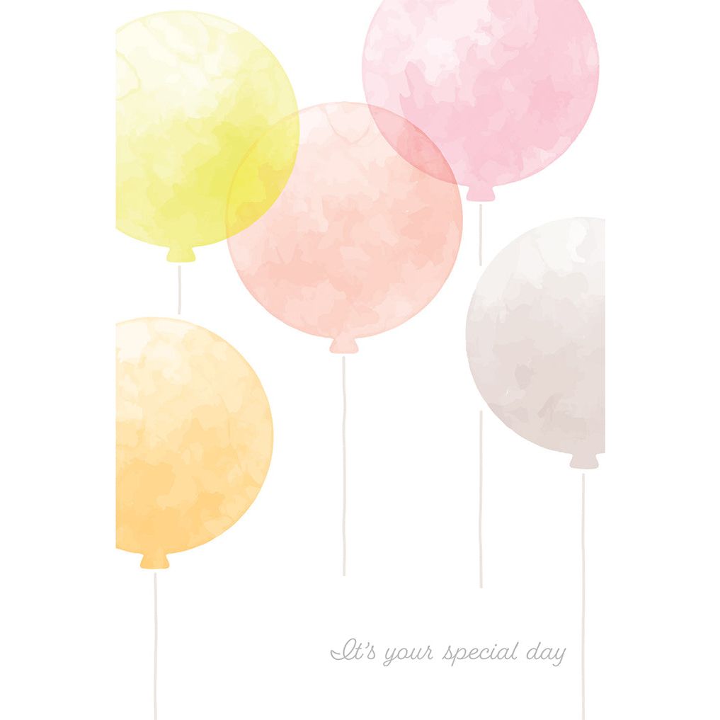 Pastel Balloons Birthday Card