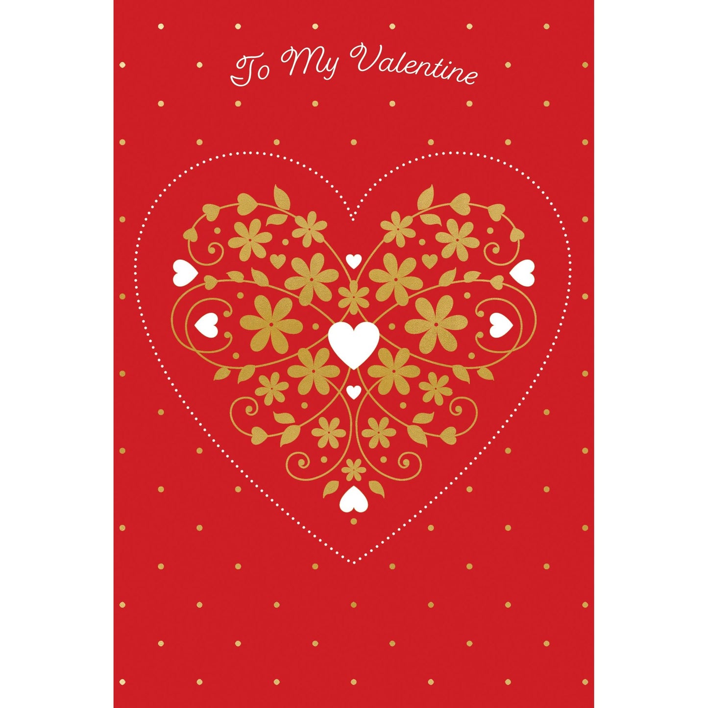 Gold Flower Heart Valentine's Day Card