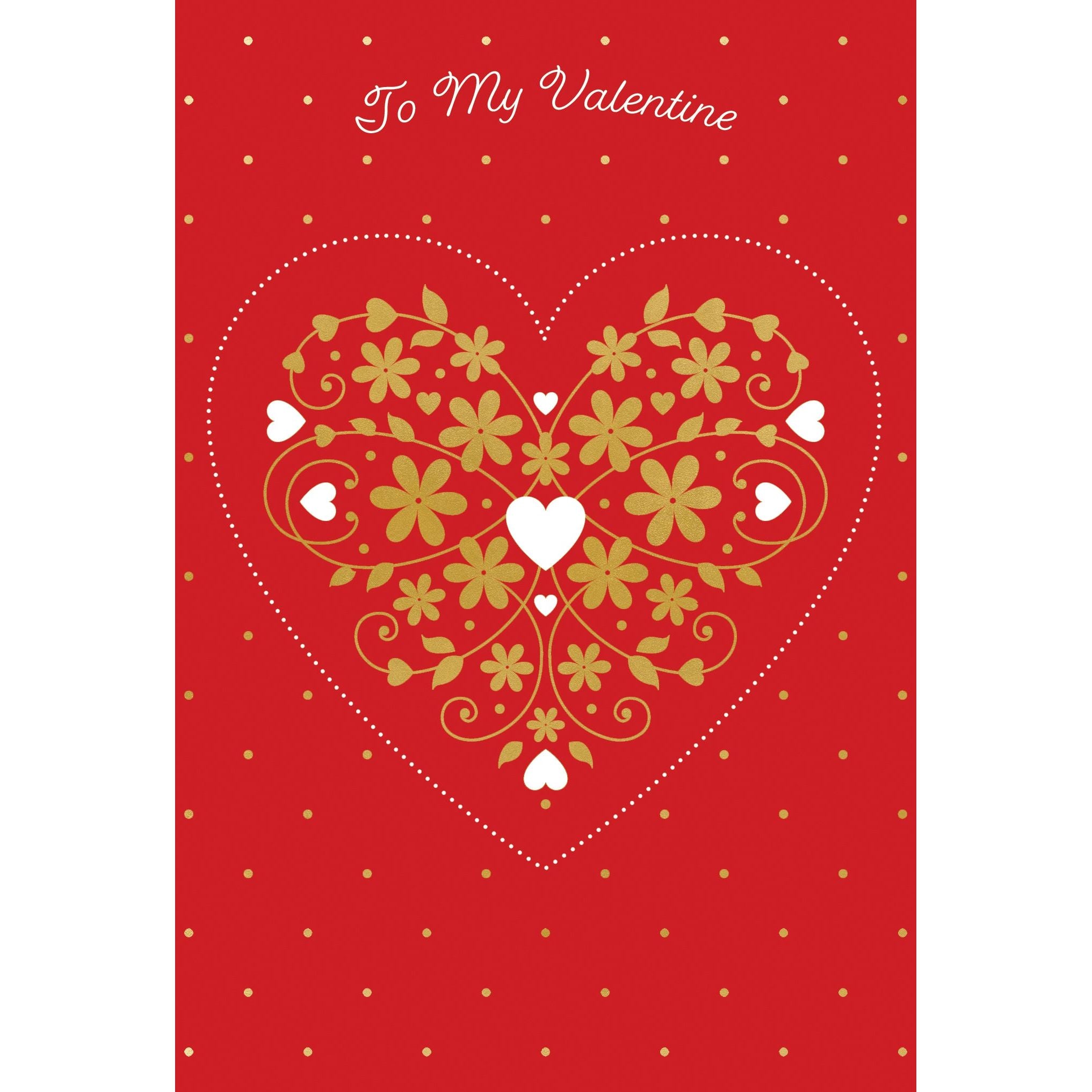 Gold Flower Heart Valentine's Day Card