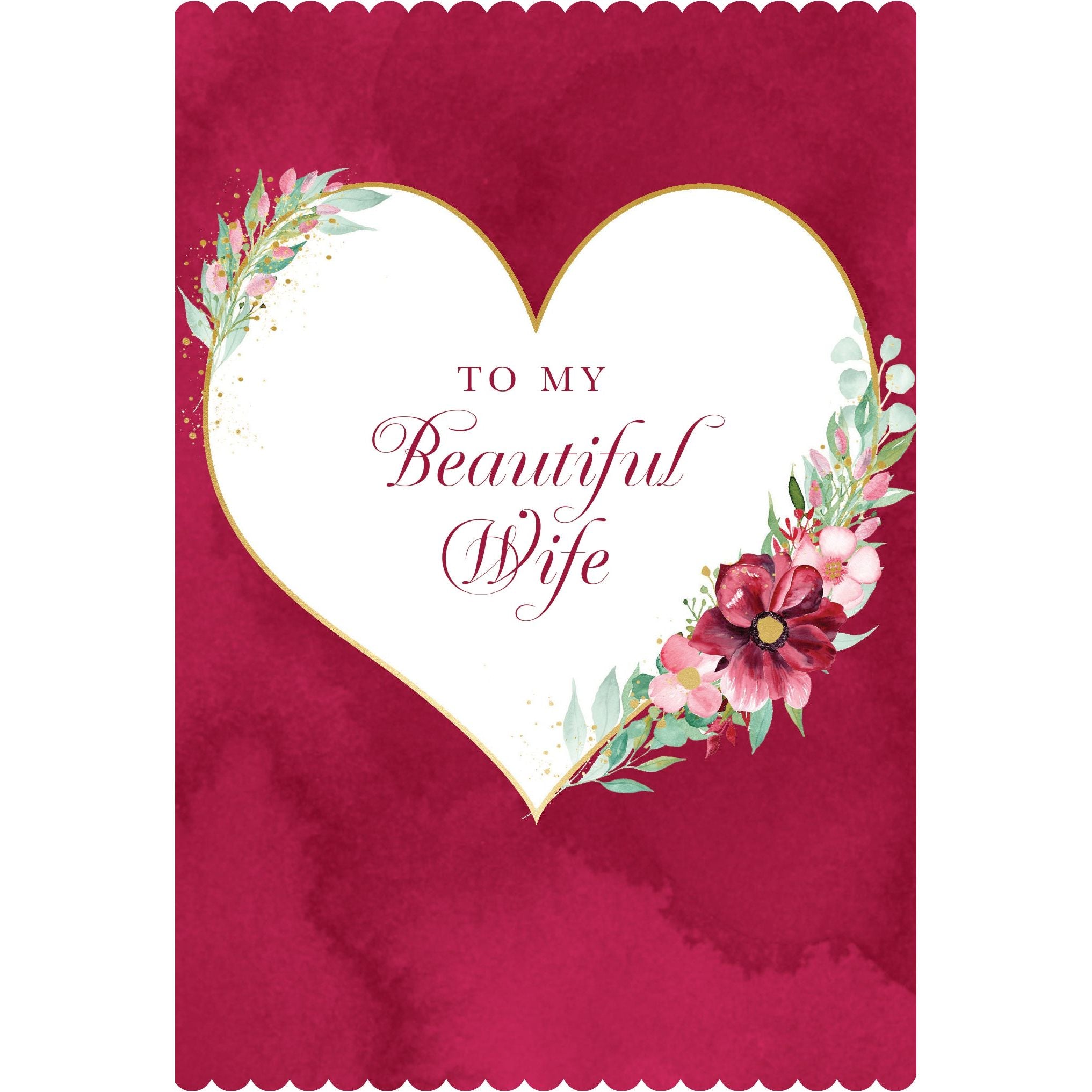 Floral Heart Valentine's Card Wife