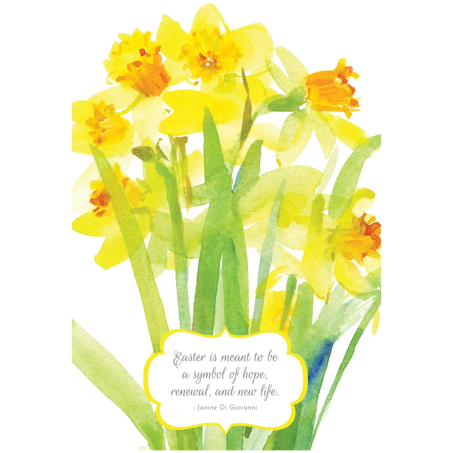 Watercolor Daffodils Easter Card Religious