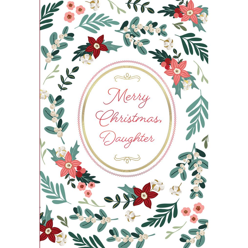 Spiral Flowers Christmas Card Daughter